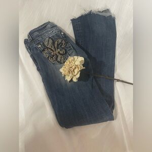 Dark Blue Embellished Pocket Women Jeans